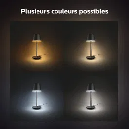 Philips Hue Lampe à poser portable Blanche Belle, Blanc et Couleur Ambiance, Compatible Bluetooth, Alexa, Google Assistant, Apple HomeKit