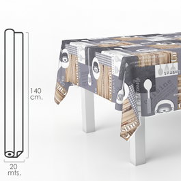 ORYX Nappe en rouleau imprimée motifs cuisine, 140 cm x 20 m