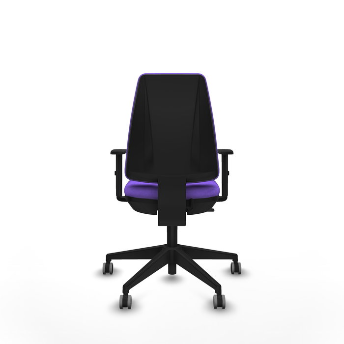 Chaise Elche Contact permament de base Tissu Violet Base pyramidale noire Accoudoir 1D Sans appui-tête Roulettes 65mm pour moquette