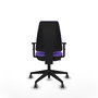 Chaise Elche Contact permament de base Tissu Violet Base pyramidale noire Accoudoir 1D Sans appui-tête Roulettes 65mm pour moquette