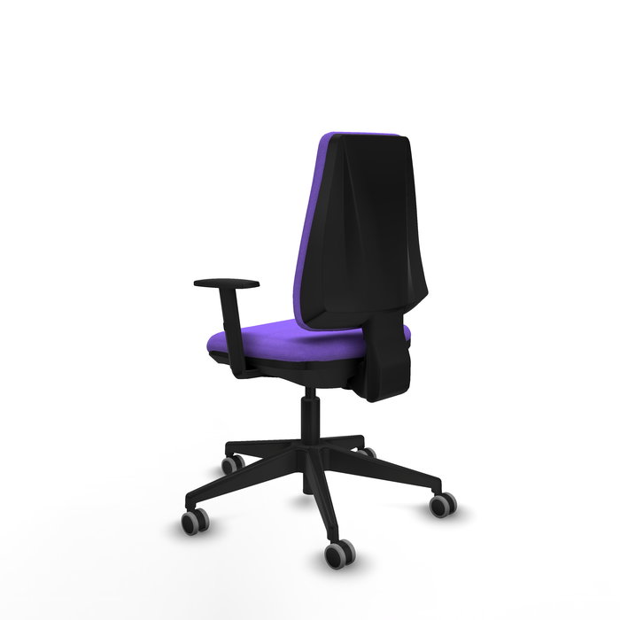 Chaise Elche Contact permament de base Tissu Violet Base pyramidale noire Accoudoir 1D Sans appui-tête Roulettes 65mm pour moquette