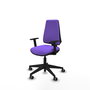 Chaise Elche Contact permament de base Tissu Violet Base pyramidale noire Accoudoir 1D Sans appui-tête Roulettes 65mm pour moquette