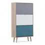 Finori Armoire à chaussures C-uba 42 en chêne Sonoma, design scandinave avec façades tricolores pour entrée