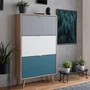Finori Armoire à chaussures C-uba 42 en chêne Sonoma, design scandinave avec façades tricolores pour entrée
