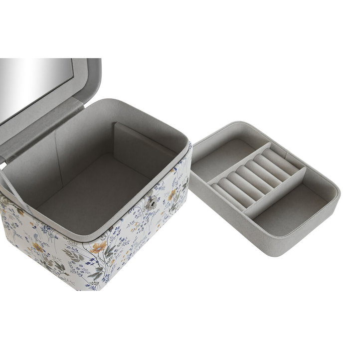 Boîte à bijoux DKD Home Decor Blanc Gris Lila Rose clair Polyuréthane Miroir 17 x 12 x 10 cm (2 Unités)