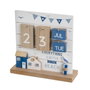 BigBuy Home Calendrier de bureau Bleu Blanc Naturel Bois MDF 22 x 7 x 22 cm