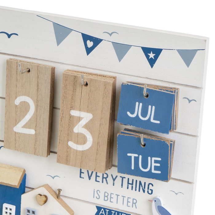 BigBuy Home Calendrier de bureau Bleu Blanc Naturel Bois MDF 22 x 7 x 22 cm BigBuy Home Calendrier de bureau Bleu Blanc Naturel Bois MDF 22 x 7 x 22 cm