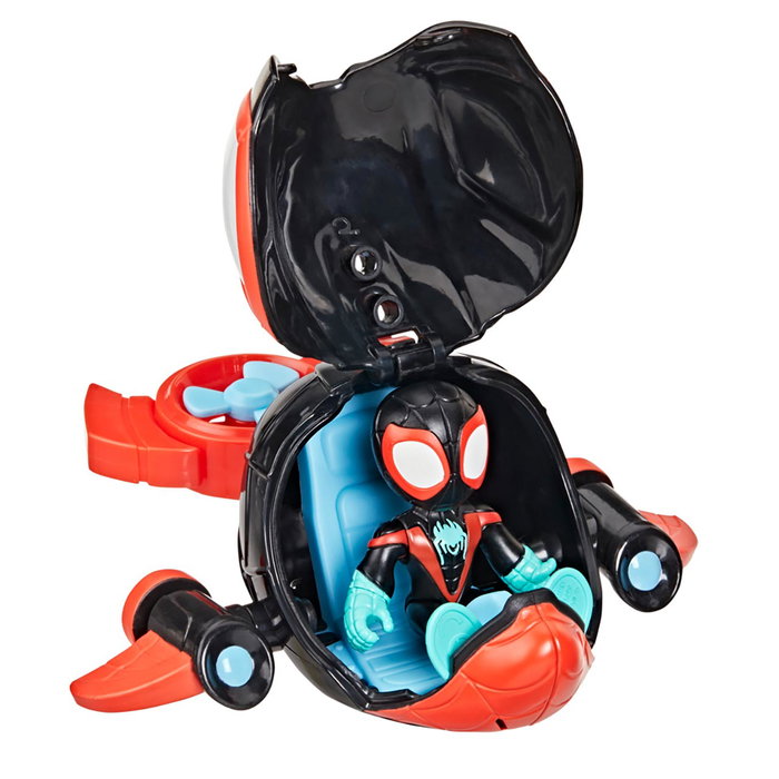 Hasbro Marvel Spidey and His Amazing Friends - Véhicule Delfín Ciclónico G1465 avec Figure Miles Morales - Jouet Enfant 3 ans et plus