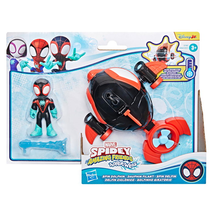 Hasbro Marvel Spidey and His Amazing Friends - Véhicule Delfín Ciclónico G1465 avec Figure Miles Morales - Jouet Enfant 3 ans et plus