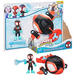Hasbro Marvel Spidey and His Amazing Friends - Véhicule Delfín Ciclónico G1465 avec Figure Miles Morales - Jouet Enfant 3 ans et plus