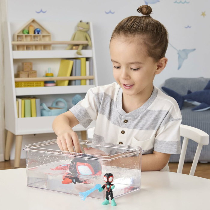 Hasbro Spidey et ses Amis Extraordinaires Miles Morales Water-Webs Dauphin filant avec figurine et véhicule