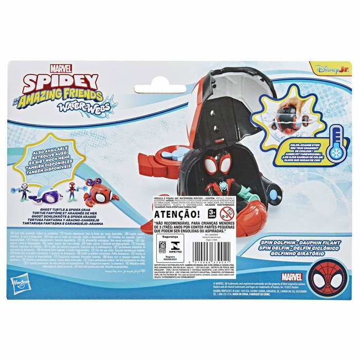 Hasbro Spidey et ses Amis Extraordinaires Miles Morales Water-Webs Dauphin filant avec figurine et véhicule
