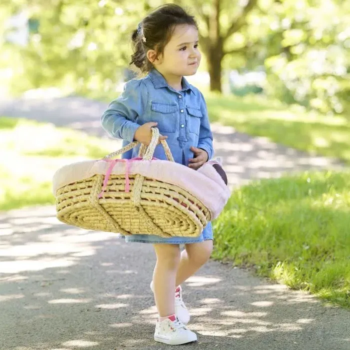 Corolle Ensemble Couffin Peluche Rose pour poupons 36 et 42 cm - Accessoire poupon dès 3 ans