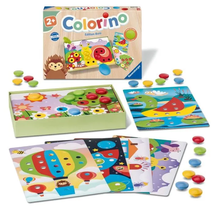 Ravensburger Colorino - Jeu éducatif avec pions en bois pour développer la créativité des enfants dès 2 ans - Édition Bois