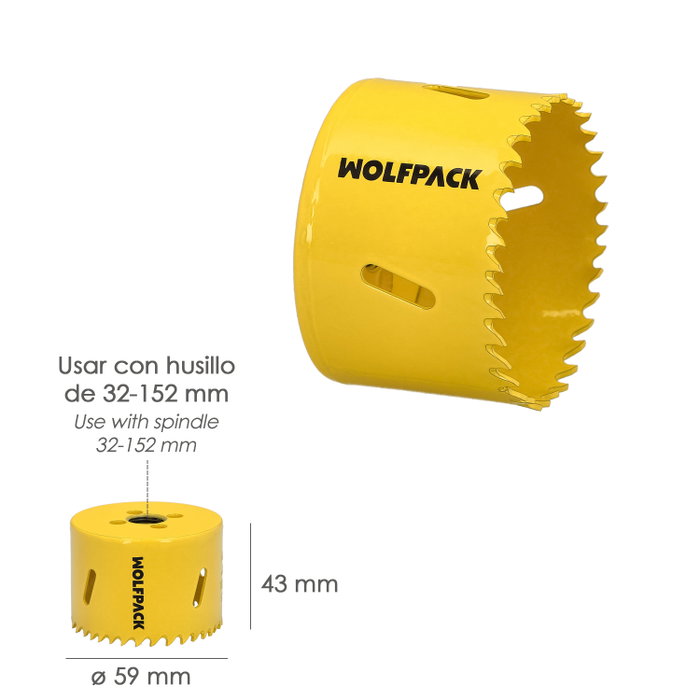 WOLFPACK LINEA PROFESIONAL Scie cloche bimétal Target Ø 59 mm WOLFPACK LINEA PROFESIONAL Scie cloche bimétal Target Ø 59 mm