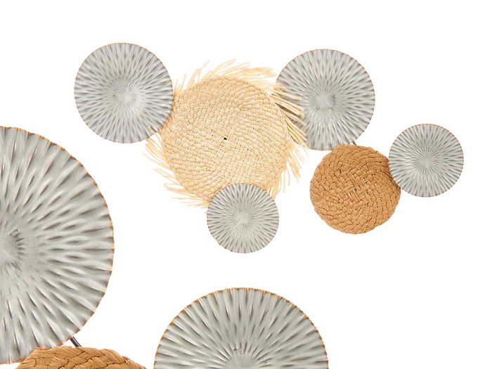 Giftdecor Mural Métal Paille Bambou 76 x 4 x 50 cm Marron et Gris (Set de 4) Giftdecor Mural Métal Paille Bambou 76 x 4 x 50 cm Marron et Gris (Set de 4)