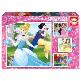 EDUCA BORRAS Puzzle Progressif Princeses Disney 12-16-20-25 Pièces - Format 16 x 16 cm
