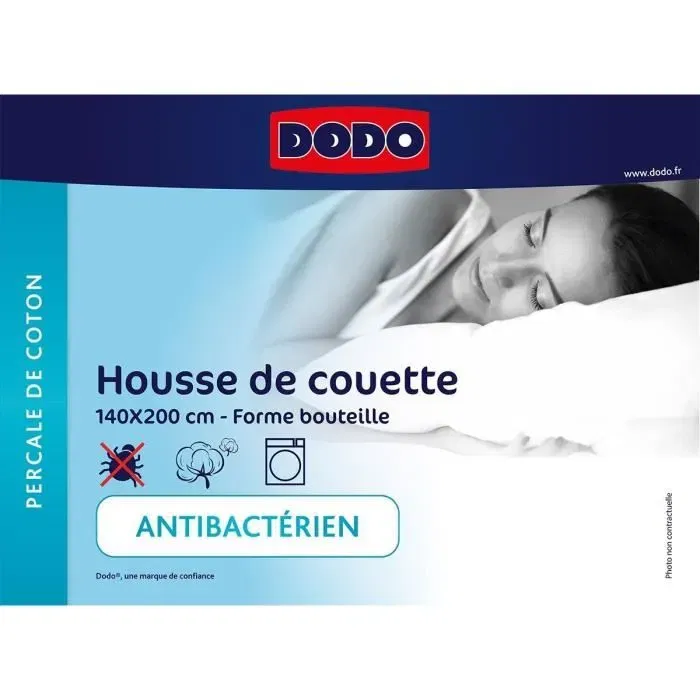 Dodo Housse de Couette 140x200 cm Coton Antibactérien - Protection et Confort pour Literie