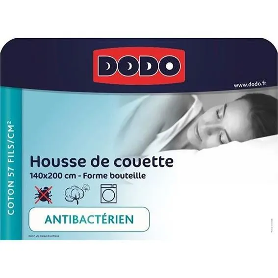 Dodo Housse de Couette 140x200 cm Coton Antibactérien - Protection et Confort pour Literie