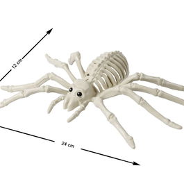 Araña Esqueleto Blanc Decorativa de 24 cm x 12 cm - Araignée Squelette Blanche pour Décor d'Halloween, Maison Hantée et Dioramas d'Horreur