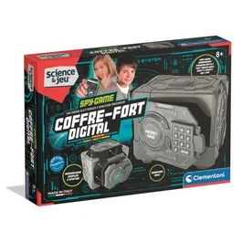 Clementoni - Coffre-fort digital avec cadenas numérique, code secret, alarmes sonores et application - Jeu de construction et sécurité électronique - Jouet enfant dès 8 ans