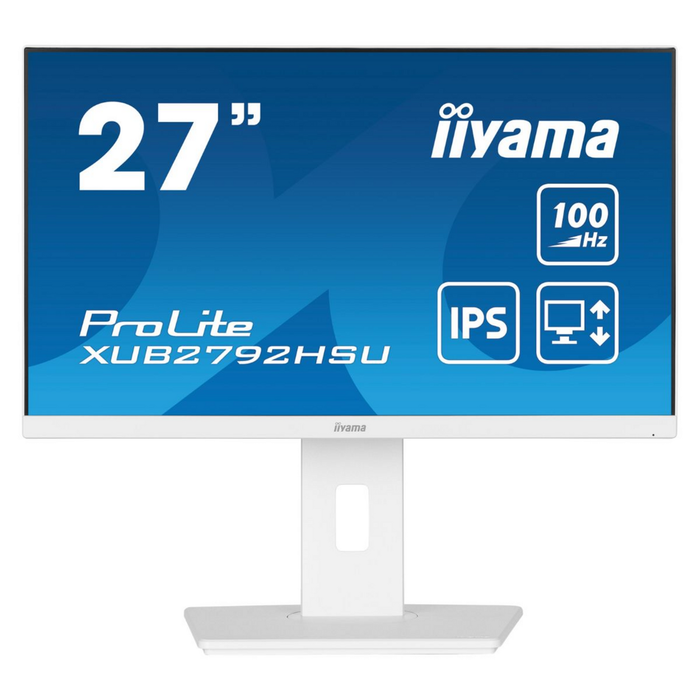 IIYAMA Moniteur LED 27" (68,6 cm) Full HD IPS, 75 Hz, HDMI/DisplayPort/USB-C, Référence XUB2792HSU-W6, Blanc
