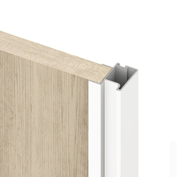 Emuca Kit de quincaillerie pour armoire à 2 portes coulissantes avec fermeture souple Placard 74, Modèle de poignée Sharp, épaisseur 19mm, panneaux non inclus, Peint en blanc