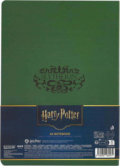 Sd toys Cahier à couverture souple Slytherin Harry Potter vert, 120 pages