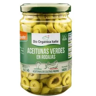 BIO ORGANICA ITALIA - Aceitunas Verdes Laminadas 140 Gr - Olives Vertes Démérites en Tranches Biologiques - Italie BIO ORGANICA ITALIA - Aceitunas Verdes Laminadas 140 Gr - Olives Vertes Démérites en Tranches Biologiques - Italie