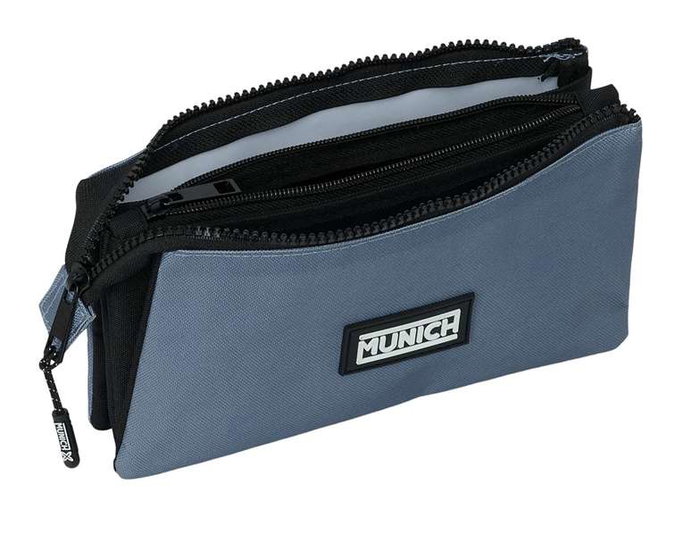 Safta - Porte-tout triple Munich Basico Gris - Taille 22 x 12 x 3 cm - À partir de 3 ans Safta - Porte-tout triple Munich Basico Gris - Taille 22 x 12 x 3 cm - À partir de 3 ans