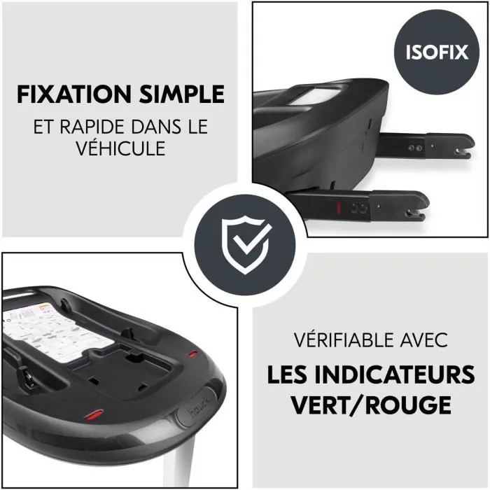 Hauck Base Isofix Drive N Care pour Siège Auto - Fixation Rapide Conforme i-Size - Indicateurs de Couleur - Noir
