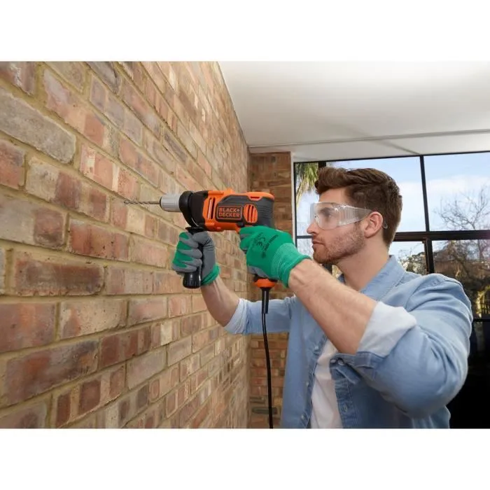 Perceuse à percussion filaire Black + Decker BEH850-QS, 850W, 3100 tr/min, 54400 cps/min, couleur noir, avec 6 mèches