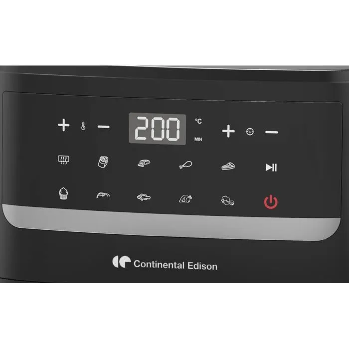Continental Edison CEFR240092L Friteuse à air sans huile 9,2 L 1800 W Noire avec 10 programmes de cuisson et revêtement antiadhésif Continental Edison CEFR240092L Friteuse à air sans huile 9,2 L 1800 W Noire avec 10 programmes de cuisson et revêtement antiadhésif