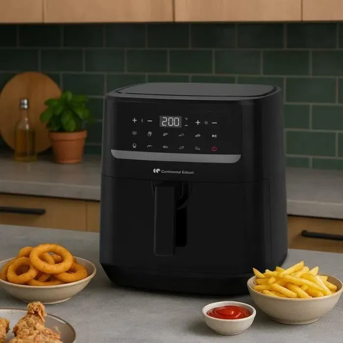 Continental Edison CEFR240092L Friteuse à air sans huile 9,2 L 1800 W Noire avec 10 programmes de cuisson et revêtement antiadhésif Continental Edison CEFR240092L Friteuse à air sans huile 9,2 L 1800 W Noire avec 10 programmes de cuisson et revêtement antiadhésif