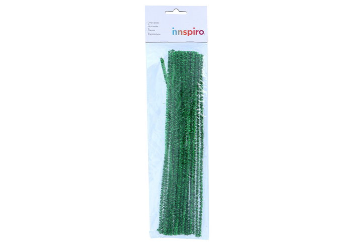 Innspiro Limpiapipas chenille métalliques verts 6mm x 30cm (25 unités)
