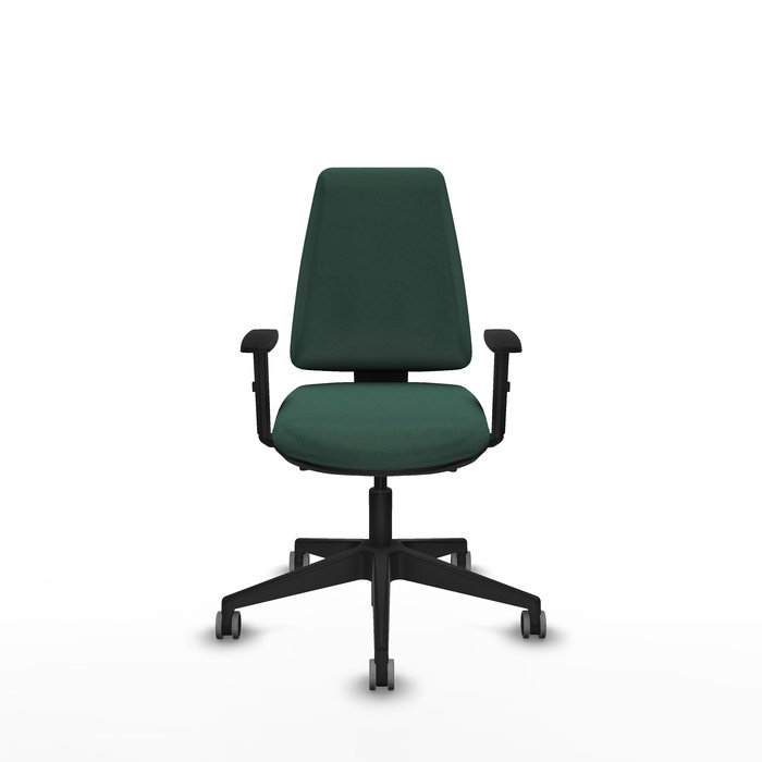 Chaise Elche Asynchrone Tissu Vert foncé Base pyramidale noire Accoudoir 1D Sans appui-tête Roulettes 65mm pour moquette Chaise Elche Asynchrone Tissu Vert foncé Base pyramidale noire Accoudoir 1D Sans appui-tête Roulettes 65mm pour moquette