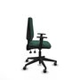 Chaise Elche Asynchrone Tissu Vert foncé Base pyramidale noire Accoudoir 1D Sans appui-tête Roulettes 65mm pour moquette