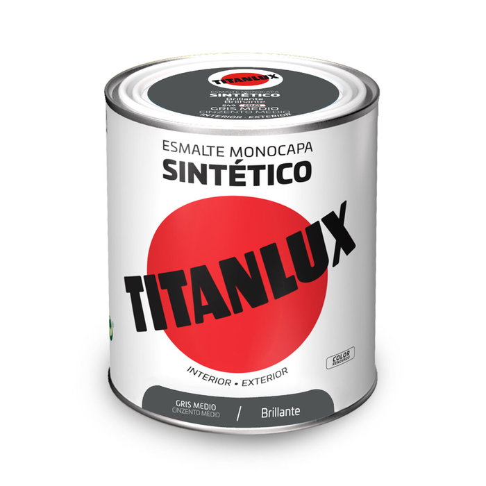 TITANLUX Émail Synthétique Gris Moyen Brillant 750ml TITANLUX Émail Synthétique Gris Moyen Brillant 750ml