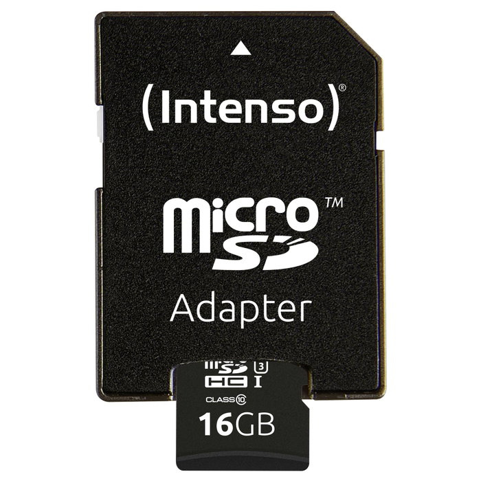 Intenso Carte mémoire microSDXC Professionnelle V30 16 Go avec adaptateur SD