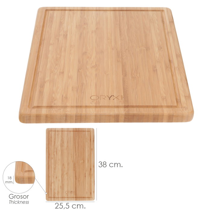 ORYX Planche à découper en bambou avec rainure 38x25,5 cm