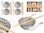 Kinvara Set de 12 pièces pour sushi blanc céramique et bambou 37x7x25cm (Set de 6)