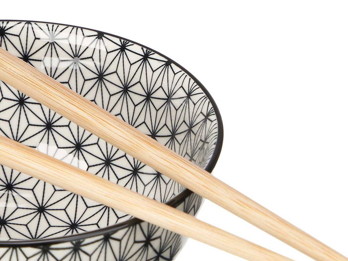 Kinvara Set de 12 pièces pour sushi blanc céramique et bambou 37x7x25cm (Set de 6)