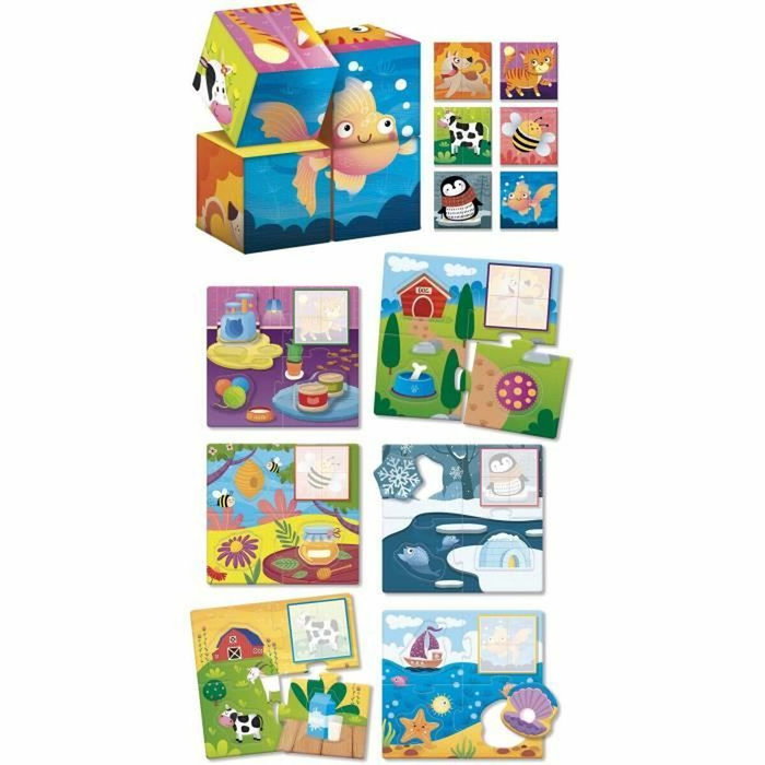 Lisciani Giochi Montessori Baby Bois - Jeu éducatif 2-en-1 Cubes et logique