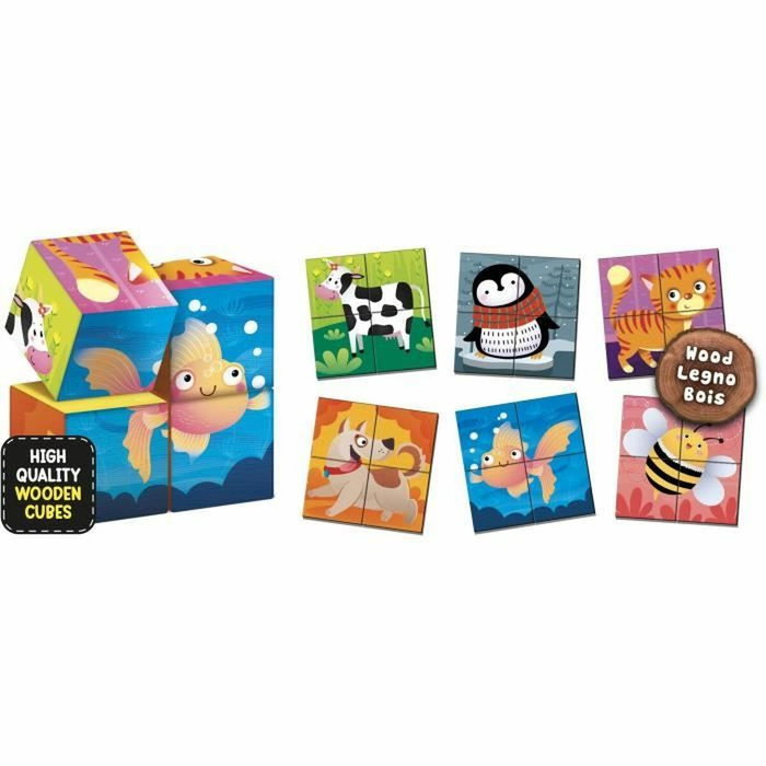 Lisciani Giochi Montessori Baby Bois - Jeu éducatif 2-en-1 Cubes et logique