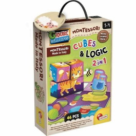 Lisciani Giochi Montessori Baby Bois - Jeu éducatif 2-en-1 Cubes et logique