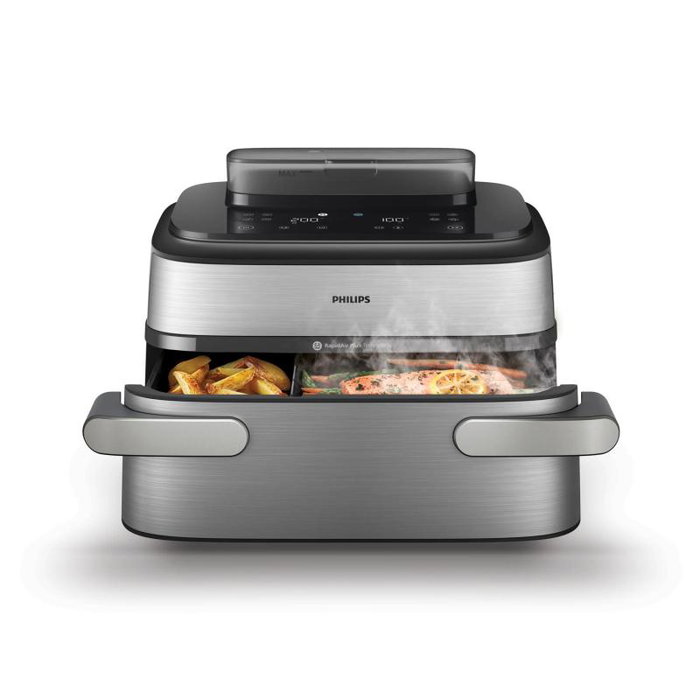 Philips Airfryer NA565 02 Megabasket 9,5L 2750W Argent et Noir Philips Airfryer NA565 02 Megabasket 9,5L 2750W Argent et Noir