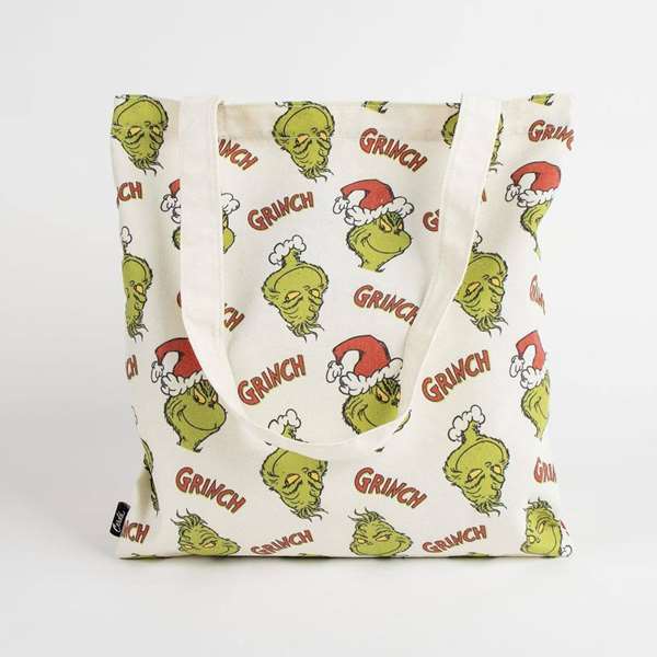 Cerdá Sac Shopping The Grinch en coton, vert, 36 x 39 x 0,4 cm - Enfant 3 ans