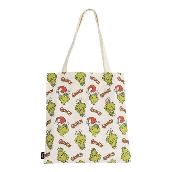 Cerdá Sac Shopping The Grinch en coton, vert, 36 x 39 x 0,4 cm - Enfant 3 ans