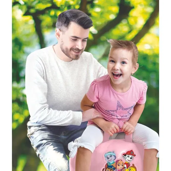 Lexibook Balle sauteuse gonflable Pat' Patrouille rose avec poignées - 45 cm - Pour enfant dès 3 ans - Développe la motricité - Pompe à main incluse