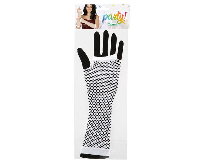 atosa Gants en résille blanc pour déguisement rétro ou néon atosa Gants en résille blanc pour déguisement rétro ou néon